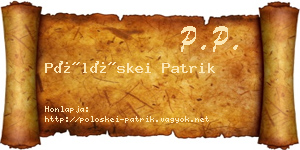Pölöskei Patrik névjegykártya
